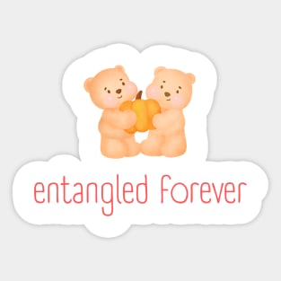 Entangled Forever - Bears Hugging a Pumpkin Sticker